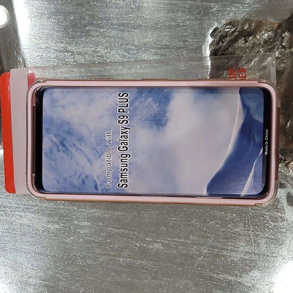 Samsung Galaxy S9 + Plus liquid glitter & stars pink metallic cell phone case